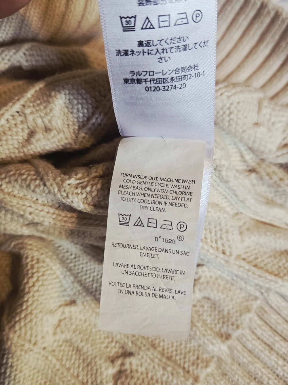Polo by Ralph Lauren Cable-Knit Crewneck Sweater in Cream